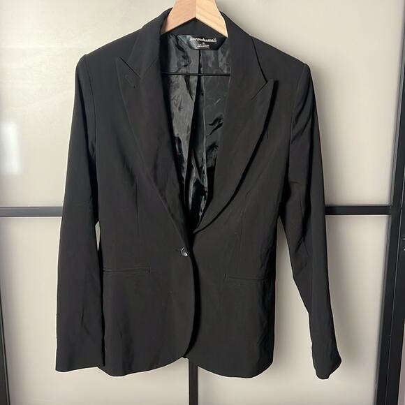 Norma Kamali Women's Blazer Black Single Breasted Lined Work Suit Jacket 10 - Picture 1 of 8